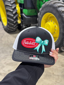 Turquoise Bow Peterbilt Hat