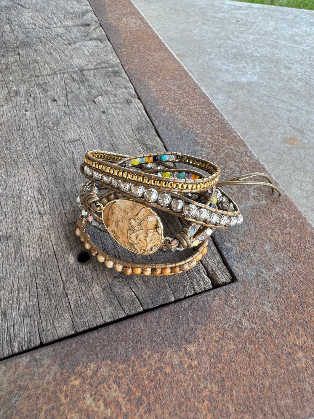 Jasper Bead Wrap Bracelet