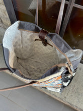 Load image into Gallery viewer, Cowhide + Canvas Weekender Bag
