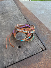 Load image into Gallery viewer, Natural Labradorite Turquoise + Agate Wrap Bracelet
