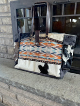 Load image into Gallery viewer, Cowhide + Canvas Weekender Bag
