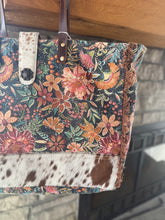 Load image into Gallery viewer, Floral Cowhide Tote Bag
