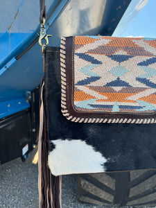 Western Cowhide Crossbody Fringe Purse