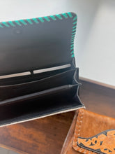 Load image into Gallery viewer, Turquoise Tooled Leather Crossbody Wallet
