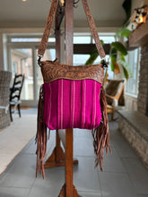 Load image into Gallery viewer, Pink Saddle Blanket Fringe Crossbody Bag

