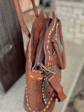 Load image into Gallery viewer, Floral Carving Leather Crossbody Tote Bag
