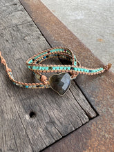 Load image into Gallery viewer, Labradorite Heart Beaded Wrap Bracelet
