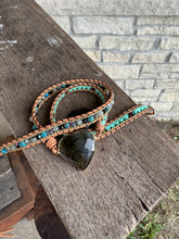 Load image into Gallery viewer, Labradorite Heart Beaded Wrap Bracelet
