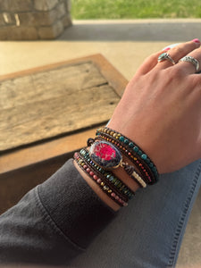 Jasper + Apatite Wrap Bracelet