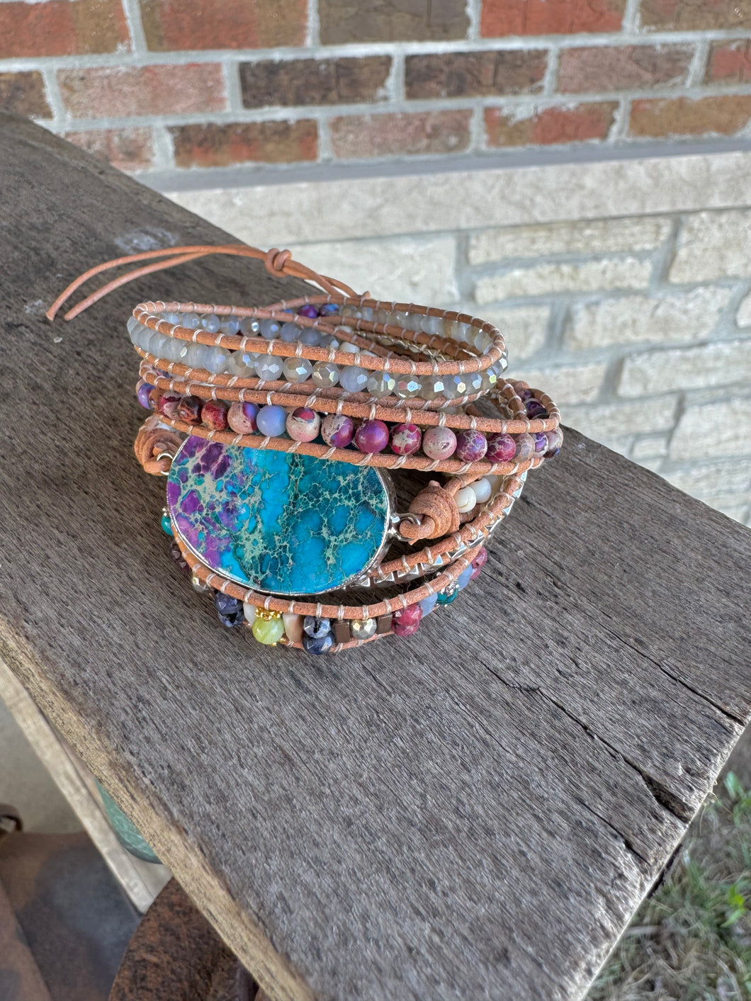 Purple + Turquoise Jasper Wrap Bracelet