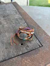Load image into Gallery viewer, Natural Labradorite Turquoise + Agate Wrap Bracelet
