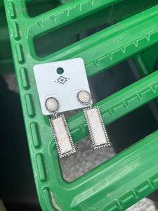 White Stone Earrings