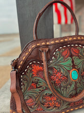 Load image into Gallery viewer, Floral Carving Leather Crossbody Tote Bag
