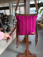 Load image into Gallery viewer, Pink Saddle Blanket Fringe Crossbody Bag
