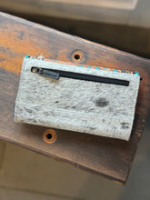 Load image into Gallery viewer, Turquoise Tooled Leather Crossbody Wallet
