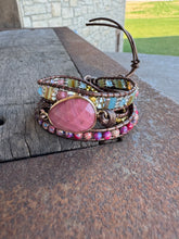 Load image into Gallery viewer, Natural Rhodonite + Jasper Wrap Bracelet
