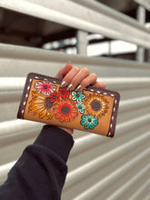 Load image into Gallery viewer, Hand Tooled Genuine Leather Floral Wallet
