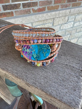 Load image into Gallery viewer, Purple + Turquoise Jasper Wrap Bracelet
