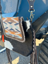 Load image into Gallery viewer, Western Cowhide Crossbody Fringe Purse
