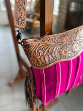 Load image into Gallery viewer, Pink Saddle Blanket Fringe Crossbody Bag
