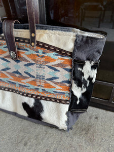 Cowhide + Canvas Weekender Bag