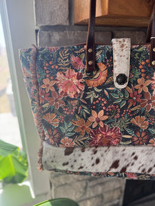 Floral Cowhide Tote Bag
