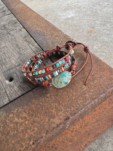 Load image into Gallery viewer, Natural Turquoise + Jasper Wrap Bracelet
