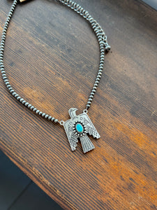 Turquoise + Pearl Free Bird Necklace