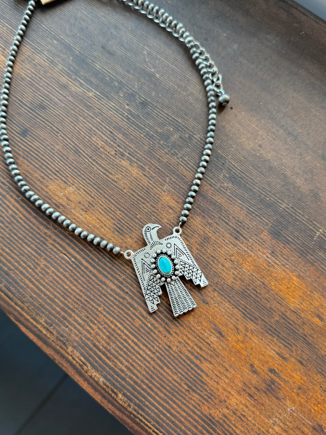 Turquoise + Pearl Free Bird Necklace